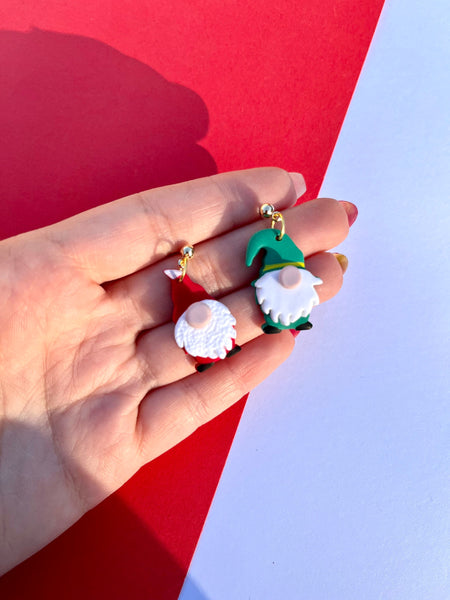 Christmas Santa Elf Gnome Dangle Earrings
