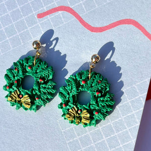 Christmas Wreath Dangle Earrings