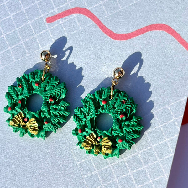 Christmas Wreath Dangle Earrings
