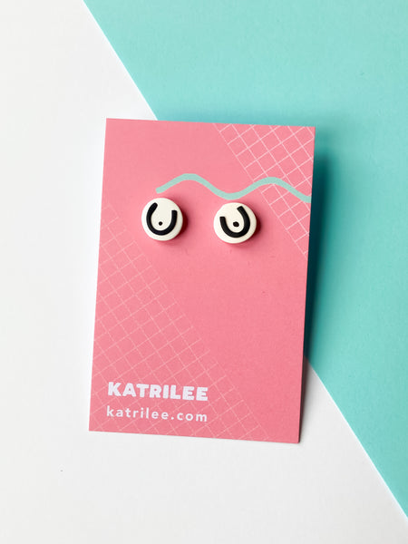 The Mammarlee Boob Stud Earrings - Black and White - Katrilee