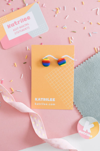 The Rainbowlee Rainbow Stud Earrings - Heart and Circle - Katrilee