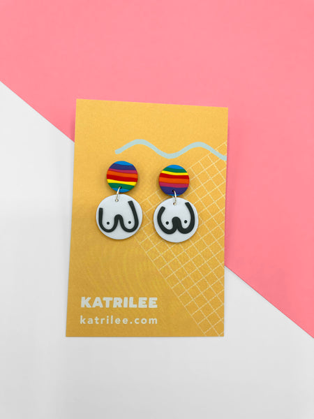 The Mammarlee Boob Dangle Earrings - Rainbow - Katrilee