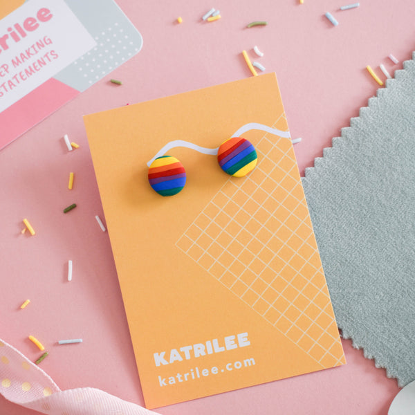 The Rainbowlee Rainbow Stud Earrings - Heart and Circle - Katrilee