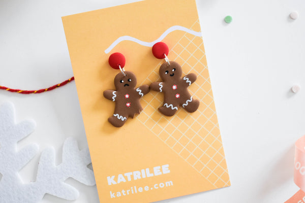 Gingerbread Man Dangle Earrings - Katrilee