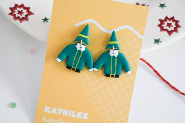 Christmas Santa Elf Jumper Dangle Earrings - Katrilee