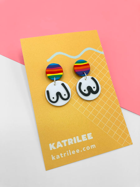 The Mammarlee Boob Dangle Earrings - Rainbow - Katrilee