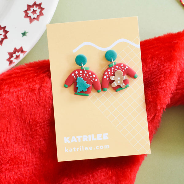 Classic Christmas Jumper Dangle Earrings - Katrilee