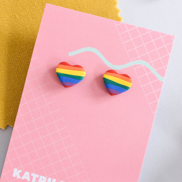 The Rainbowlee Rainbow Stud Earrings - Heart and Circle - Katrilee