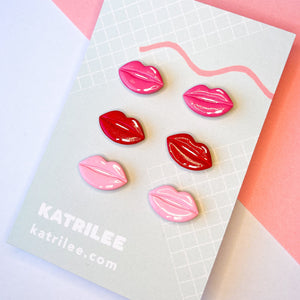 Valentines Pink/ Red Lip Ombré Stud Earrings - Katrilee