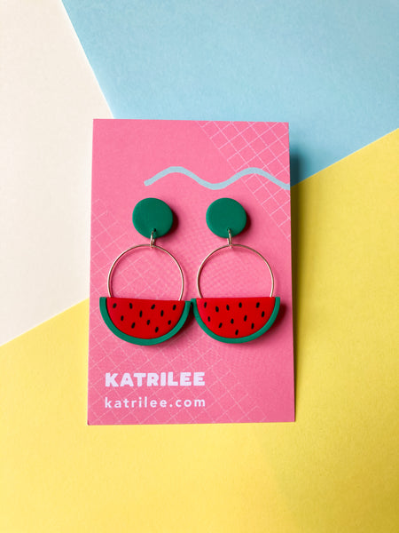 The Sweetlee Watermelon Hoop Dangle Earrings - Katrilee