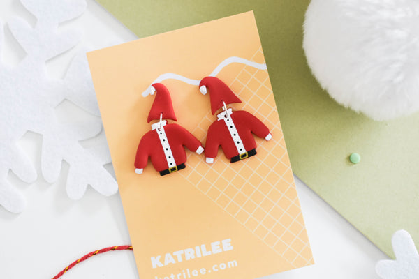 Christmas Santa Elf Jumper Dangle Earrings - Katrilee