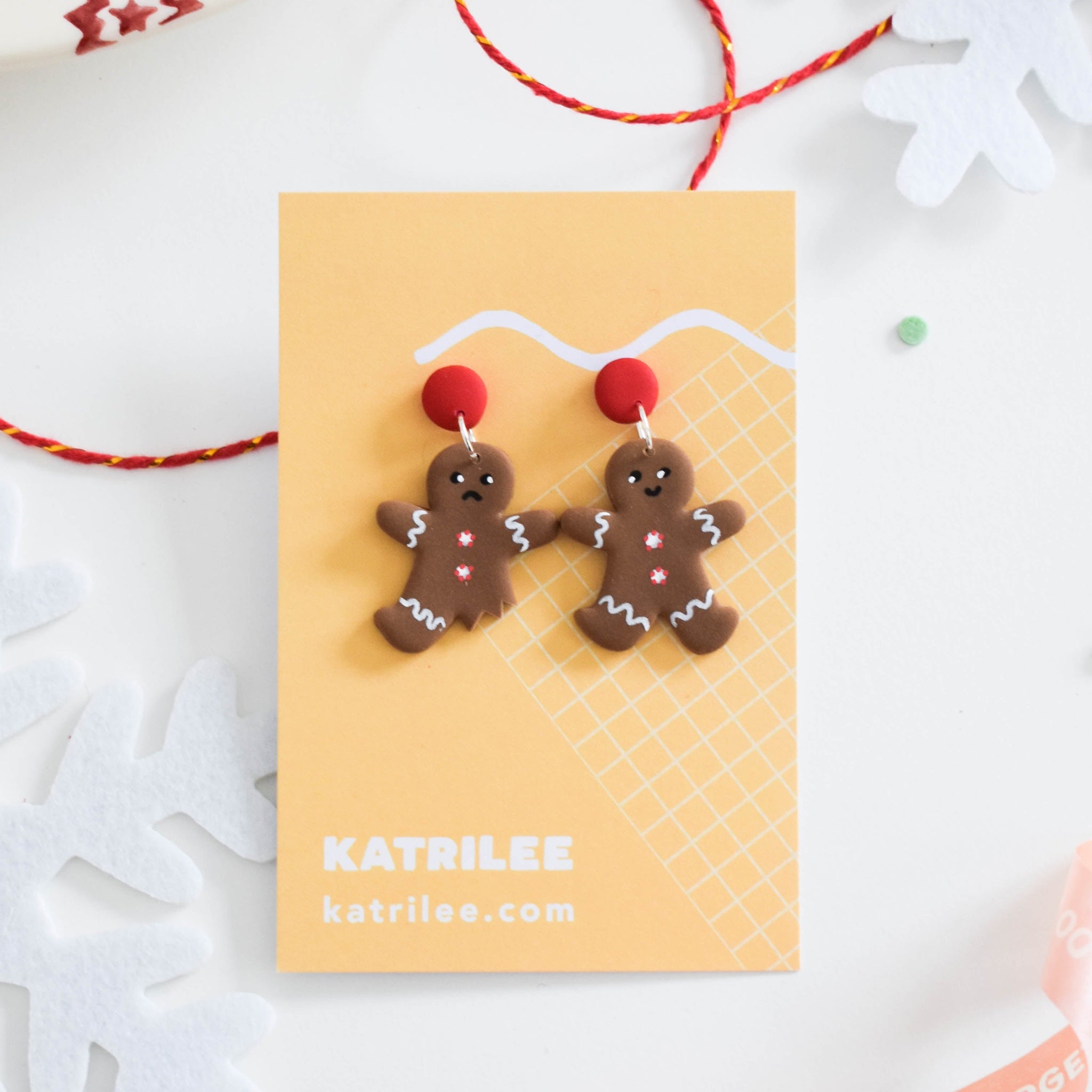 Gingerbread Man Dangle Earrings - Katrilee